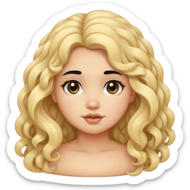black hair blond girl with long curly hair make her little chubby sticker