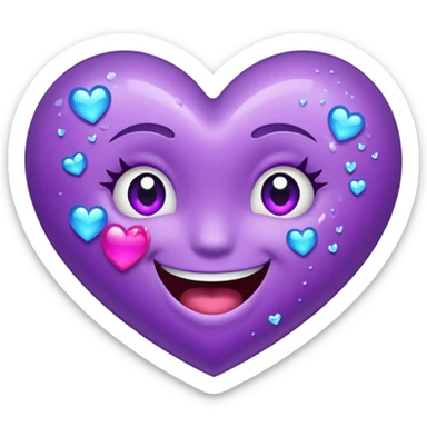 Glittery purple heart that's sideways laughing, tears of joy sticker