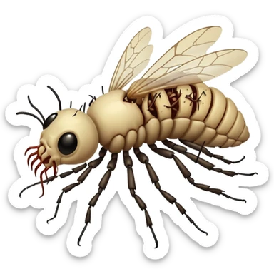 decomposing corpse rotting with maggots and flies sticker