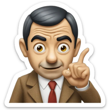 mr bean doing a major finger sticker