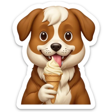 dog eating icecream sticker