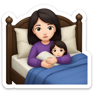 girl tucked in bed sticker