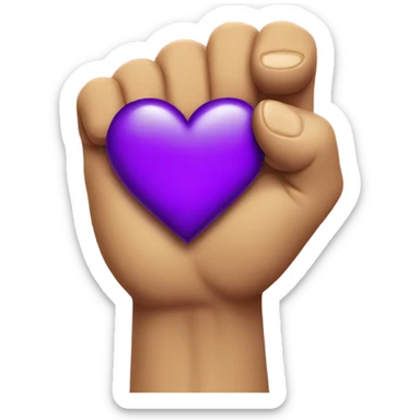 Purple heart with fist raised inside sticker