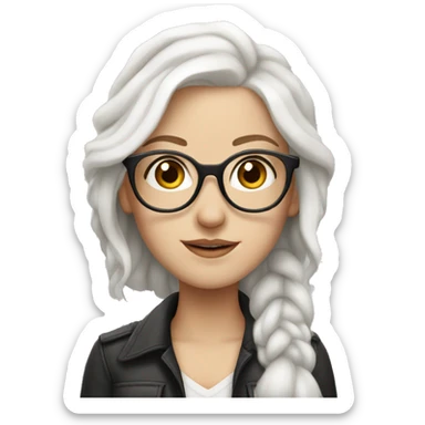 white girl with white hair and glasses and piercings sticker