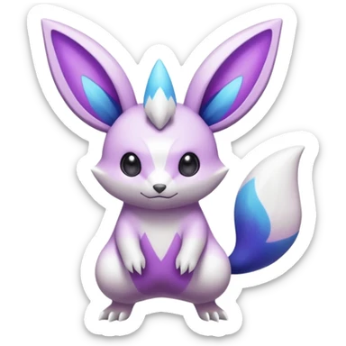 Shiny White with Violet and Indigo markings and nebula markings Minccino-Zangoose-Pokémon-Fakémon-fusion-hybrid-creature sticker