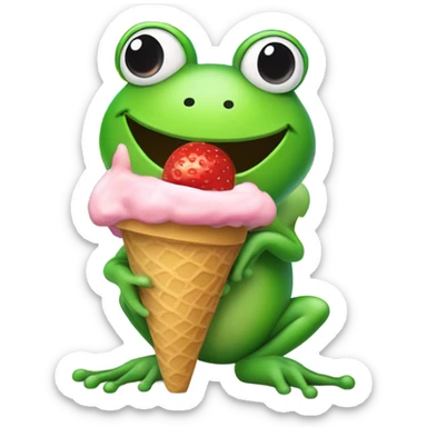 Ice cream frog rainbow sticker