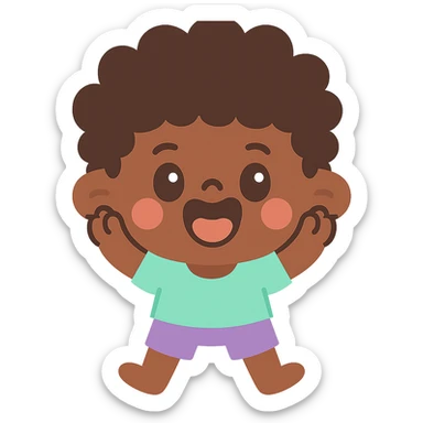 black boy with curly hair, intentionally exaggerated and humorous, playful and cartoonish sticker