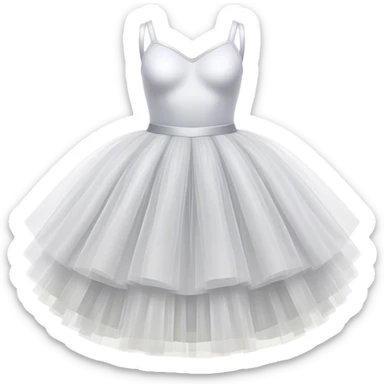 Cinematic Realistic Tutu, layers of fine, soft tulle forming a voluminous and airy skirt, delicate folds catching the light, slightly frayed edges adding authenticity, glowing softly with a warm and ethereal elegance. sticker