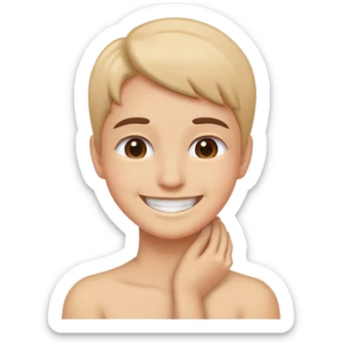 Someone holding their neck while smiling  sticker