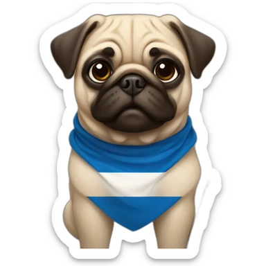 pug holding a big finland flag sticker