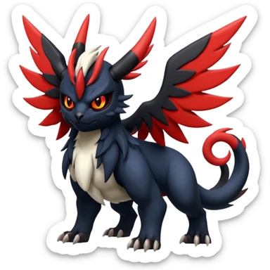Handsome cool badass edgy Absol-Litten-Guilmon-Giratina-Yveltal-Pokémon-Fakémon-fusion-hybrid-creature sticker