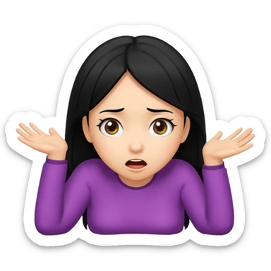 A girl with black hair surprised bending over sticker