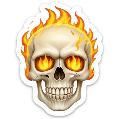 Attitude skull burning on fire sticker