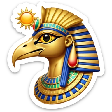 Egyptian sun god Ra with falcon head and sun disk sticker