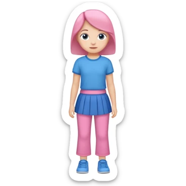 A young child with pants ☺️👖and a skirt and pink pants and blue shirt sticker