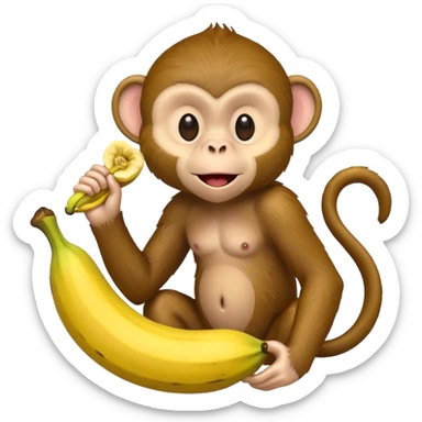 monkey eating a banana sticker