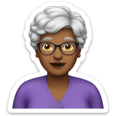 short black hair grandma sticker