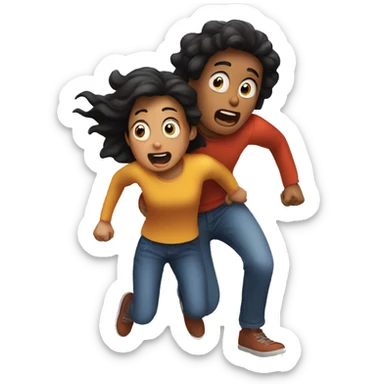 two scared friends escaping sticker