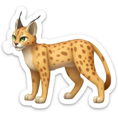 spotted Lynx-Caracal-Fakemon-hybrid with orange points full body sticker