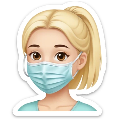 Cute girl with face mask on sticker