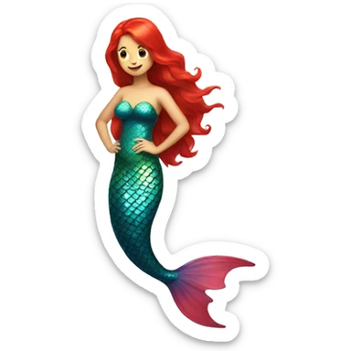 Mermaid with red hair and big fins sticker