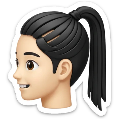 a curved hair accessory with teeth on both sides that hinge together, designed to secure hair in a vertical ponytail sticker