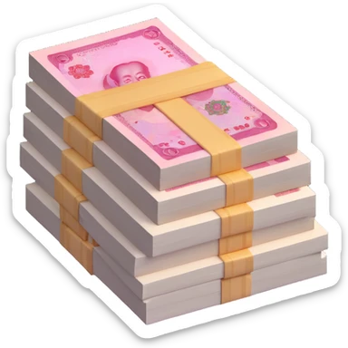 Stack of Chinese yuan bills sticker