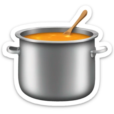 medoum sized cooking pot with soup sticker