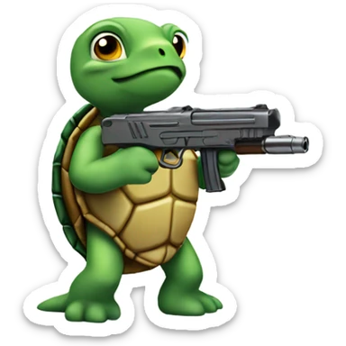 Turtle with a gun  sticker