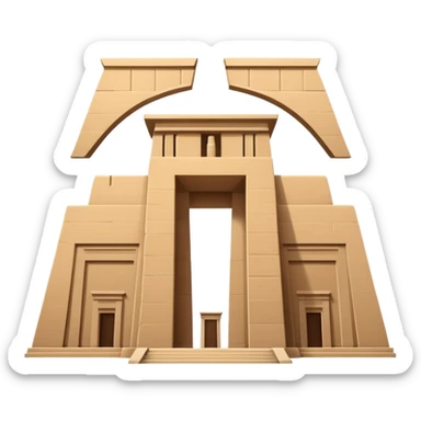 Edfu Temple in Egypt, simplified ancient Egyptian temple, sandstone color, iconic pylon entrance, minimal details sticker