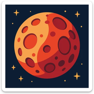 blood moon with smoother craters, two-tone fill: beige and dark red sticker