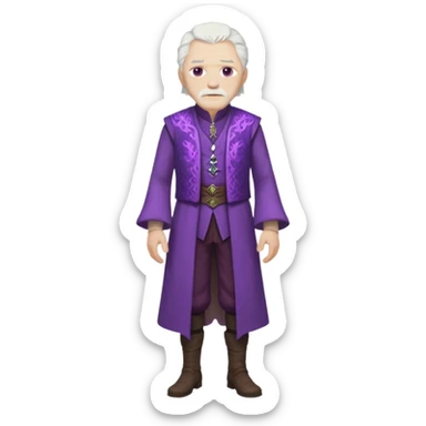 a white haired old man with purple eyes standing, full body, in Targaryen themed clothes, clothes aren't purple  sticker