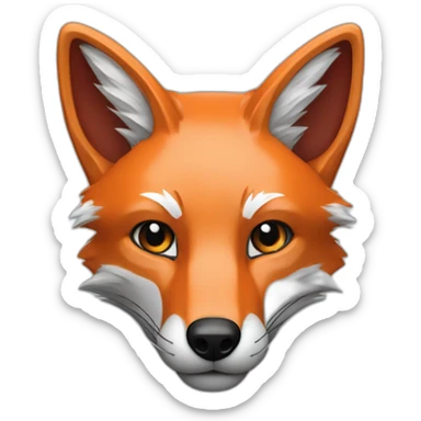 "grey red fox with blue and orange accents probing a circuit" sticker