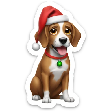 Dog wearing Christmas hat sticker