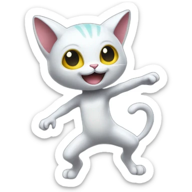 dancing-alien-bicolor-cat-with-pokemon-face sticker