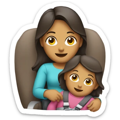 Mom carrying car seat and toddler  sticker