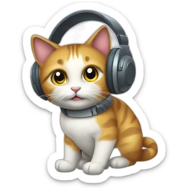 space-cat-with-headphone sticker