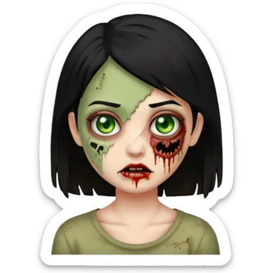 franjinha, zombie, emoji, menina, cabelo preto sticker