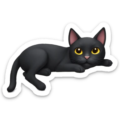 Black cat sunbathing sticker