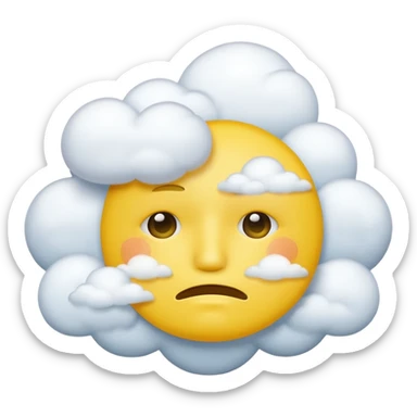 Yellow circle face covered in clouds cover a mouth add clouds on face cover clouds on mouth sticker