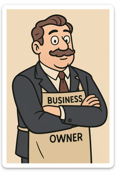 business owner, classic, trustworthy, established style, traditional and solid illustration sticker