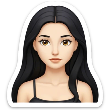 caucasian Beautiful Buxom black long hair back booty sfw sticker