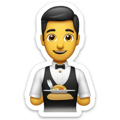 waiter with menu sticker