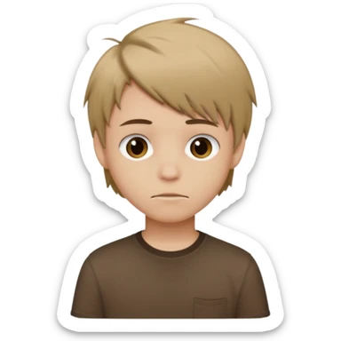 boy with dark blonde hair emo, shirt color brown sticker