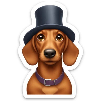 Wiener dog wearing hat sticker