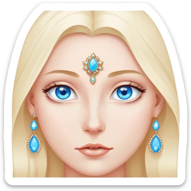 Blue eyed figure with jewelry sticker