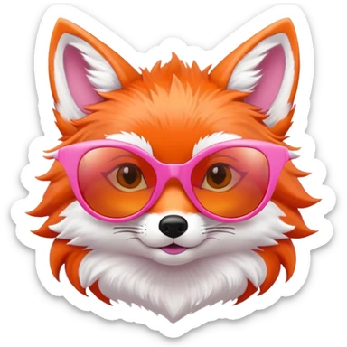 cute female fox face with pointy pink sunglassess sticker