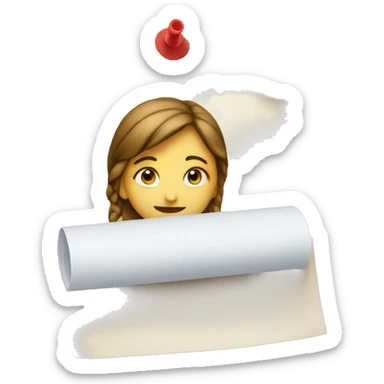 A girl marking a paper sticker