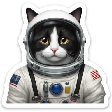 Tuxedo cat wear astronaut sui sticker