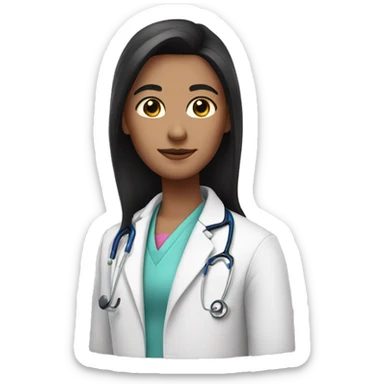 Long black hair doctor in pink coat sticker